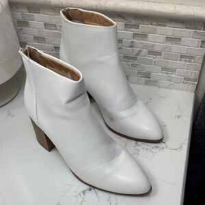 White Leather Ankle Boots